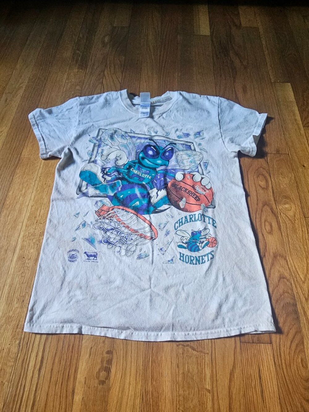 Vintage Retro Charlotte Hornets Basketball Tshirt Small